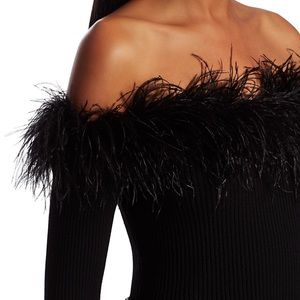 Milly Feather-Trim Off-the-Shoulder Top Size Small
